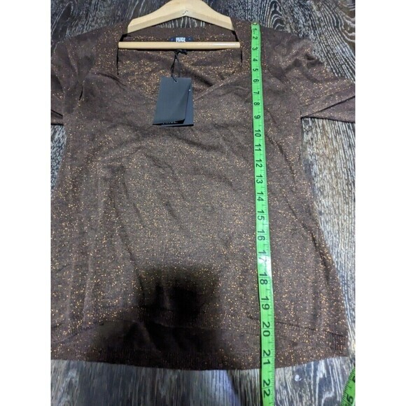 Paige Brown Genieve Metallic Glitter Cutout Sweater M - Picture 11 of 11